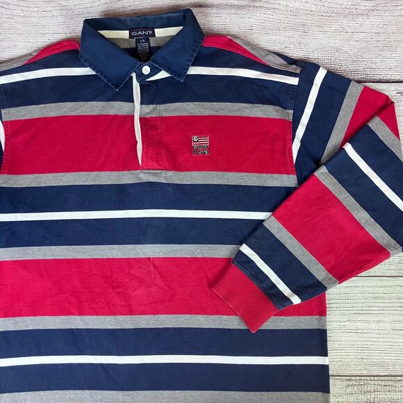 Vintage 1990s Gant USA Striped Rugby Long Sleeve Shirt - Picture 5 of 7